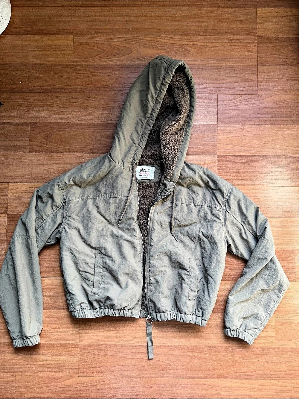 Women’s M Brown Sherpa Lined Hooded Jacket Zip Up
